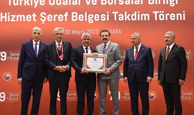 TSO Başkanı Acar'a TOBB'dan hizmet şeref belgesi