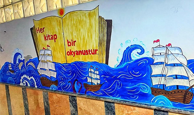 Bafra Fatih Ortaokulu Duvarlarına Motivasyon Resimleri