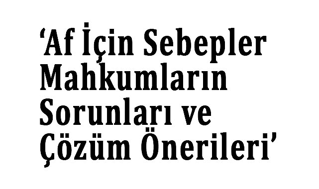 Af İçin Sebepler, Mahkumların Sorunları ve Çözüm Önerileri