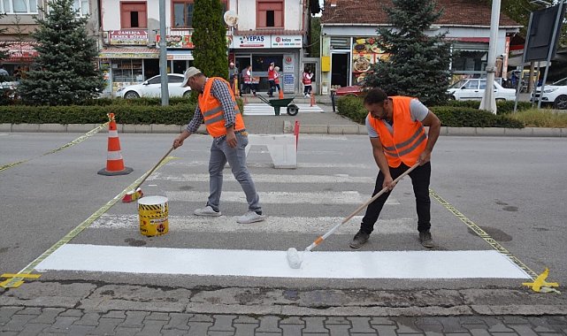 Havza’da Okul Önleri ve İlçe Merkezindeki Yaya Geçitleri Boyandı