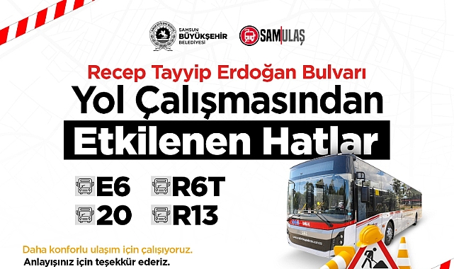 Recep Tayyip Erdoğan Bulvarı’ndaki yol çalışması otobüs hatlarını etkiliyor