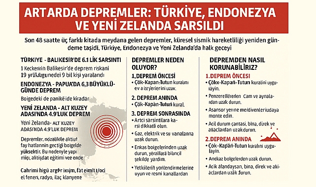 Depremler: Türkiye, Endonezya ve Yeni Zelanda Sarsıldı