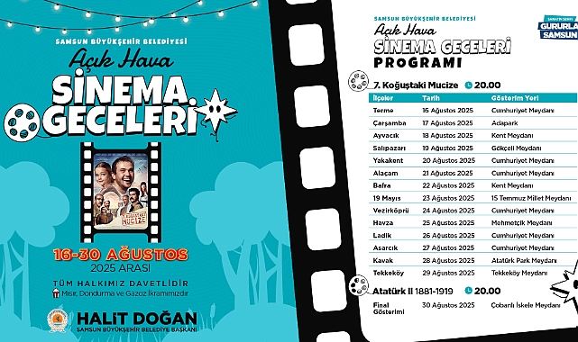Samsun’da Açık Hava Sinema Geceleri Başlıyor