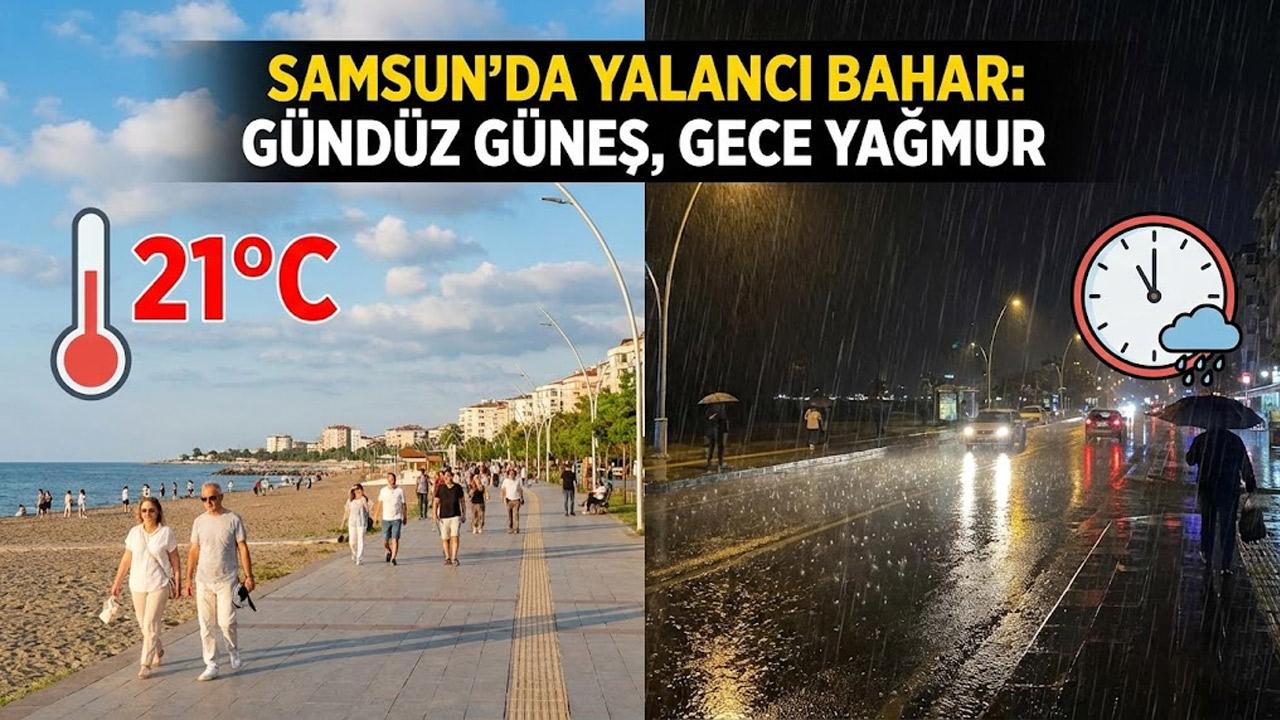 Samsun'da bir günde iki mevsim: Gündüz güneş, gece yağmur.