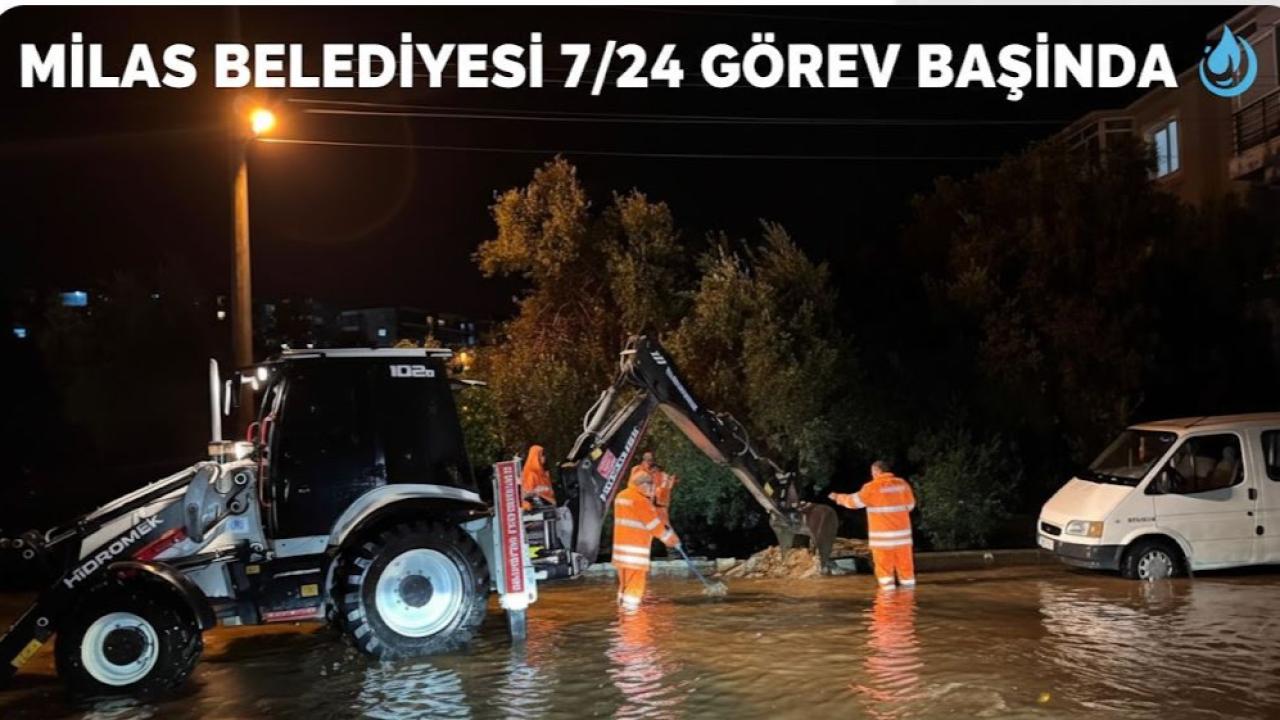 MİLAS’TA FIRTINA MESAİSİ: BELEDİYE EKİPLERİNDEN 7/24 KESİNTİSİZ MÜDAHALE!
