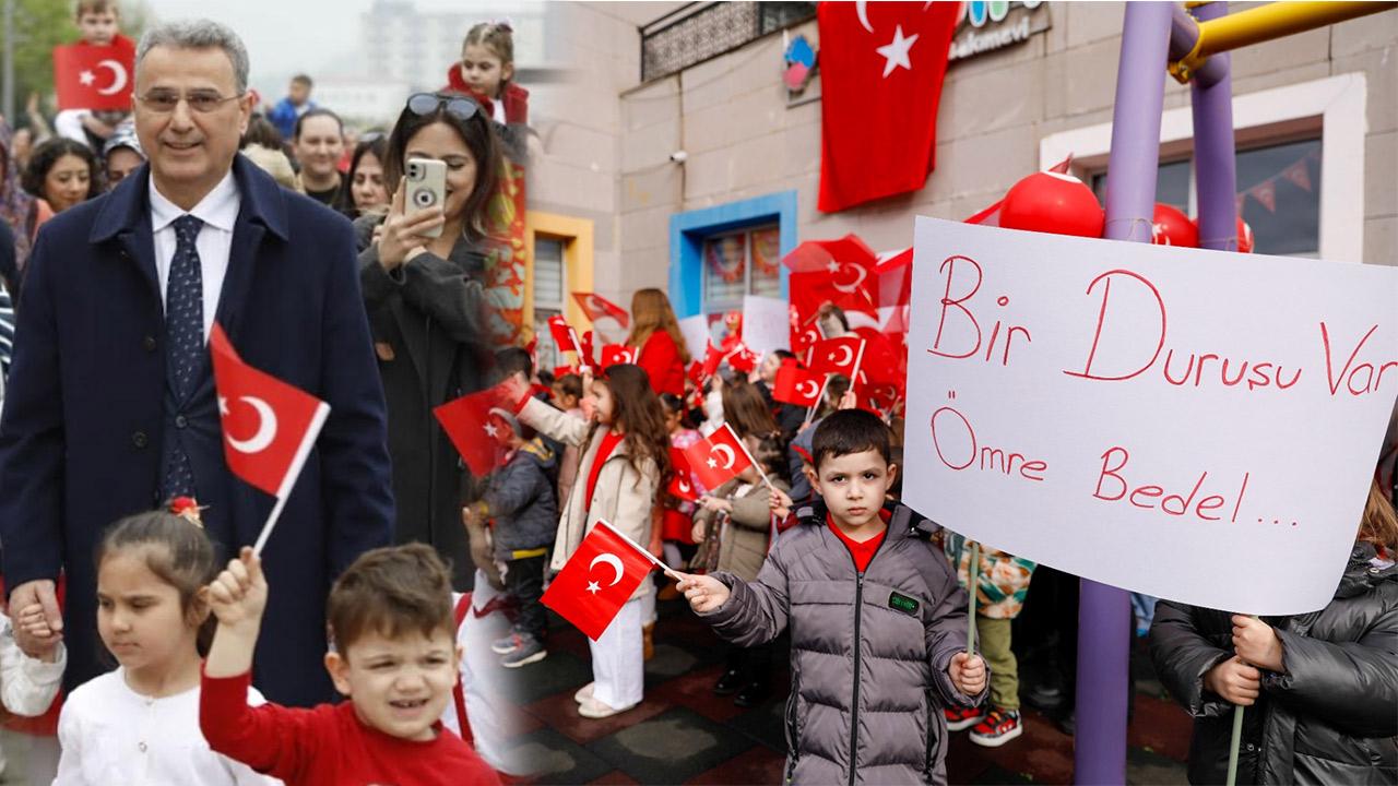 Minik Yüreklerden Bayrağa Büyük Sevgi