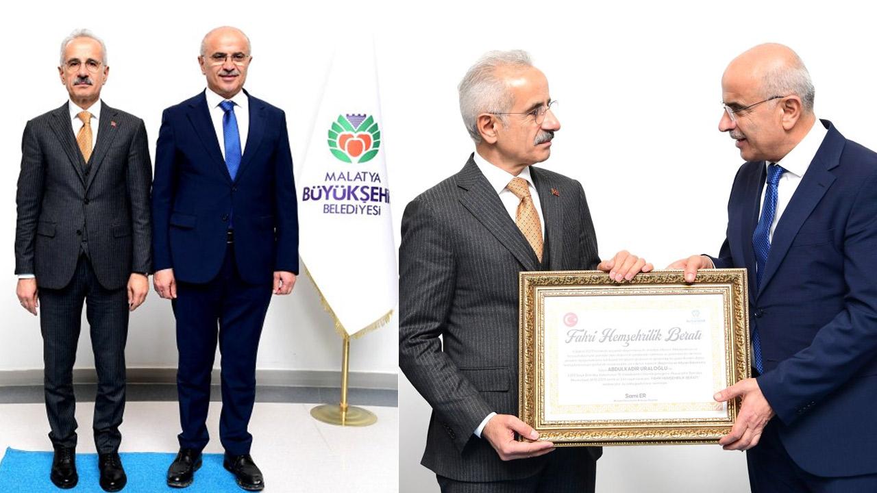 Uraloğlu’na Malatya’da Fahri Hemşehrilik Beratı