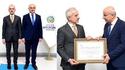 Uraloğlu’na Malatya’da Fahri Hemşehrilik Beratı