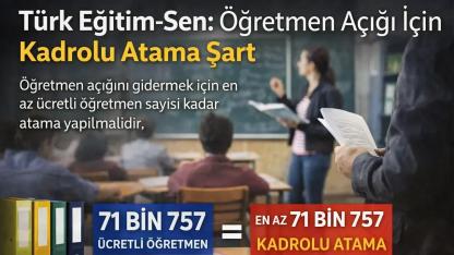Türk Eğitim-Sen: Öğretmen Açığı İçin Kadrolu Atama Şart