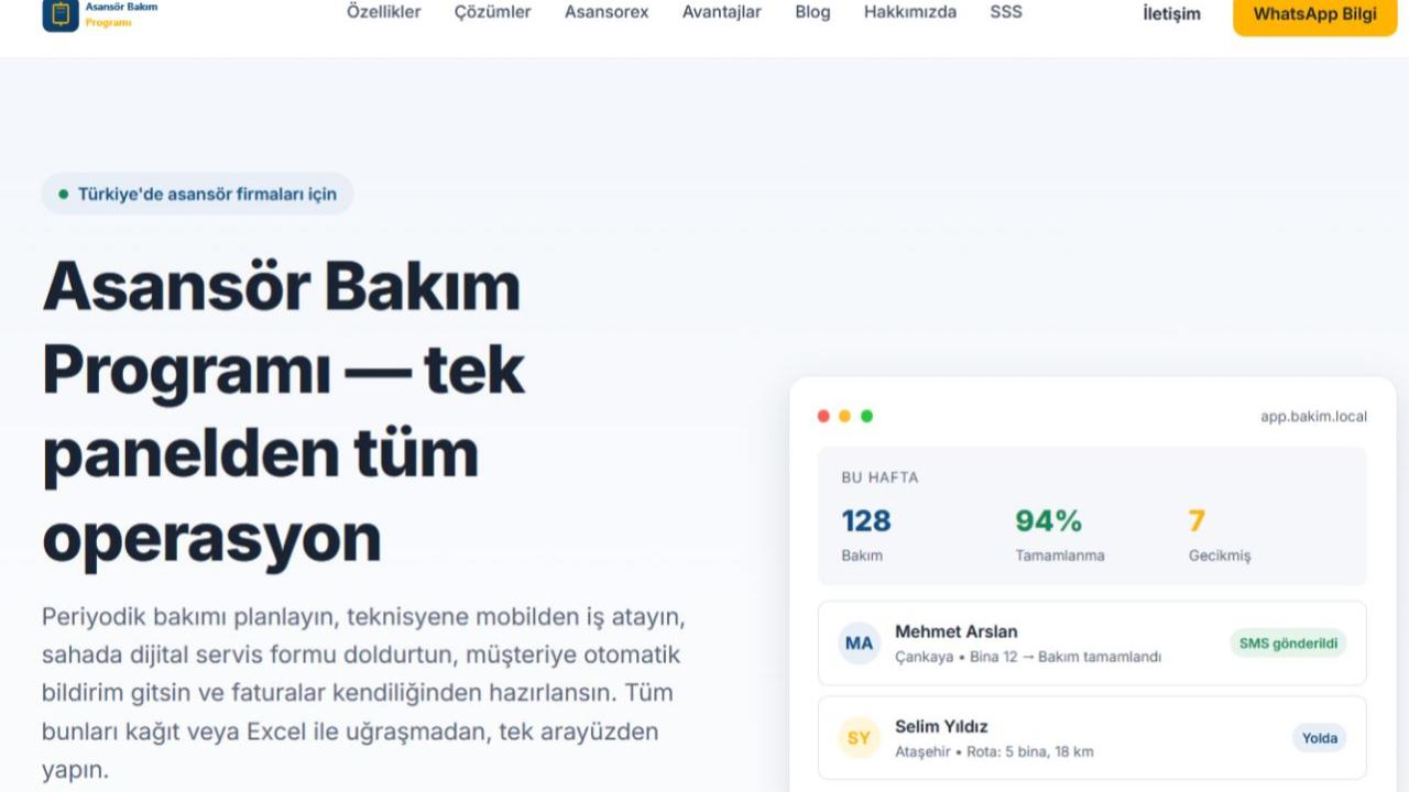 asansorbakimprogrami.com ile Servis Yönetiminde Yeni Dönem