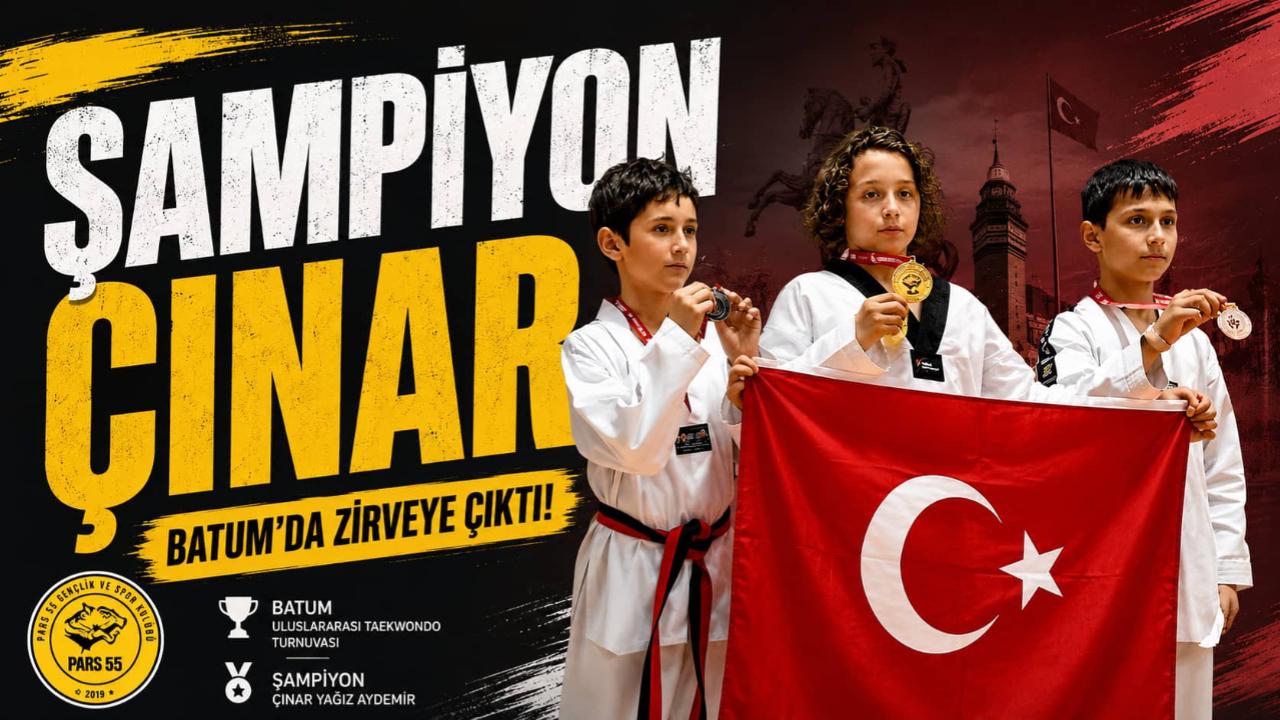 Pars 55 Gençlik ve Spor Kulübü sporcusu Çınar Yağız Aydemir, Batum'da düzenlenen Uluslararası Taekwondo Turnuvası'nda şampiyon olarak Samsun'a büyük gurur yaşattı.