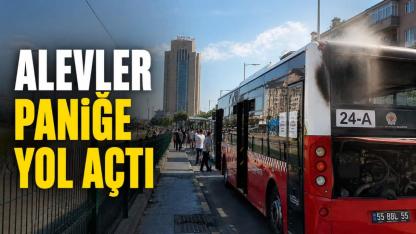 Samsun'da Belediye Otobüsünde Yangın Paniği